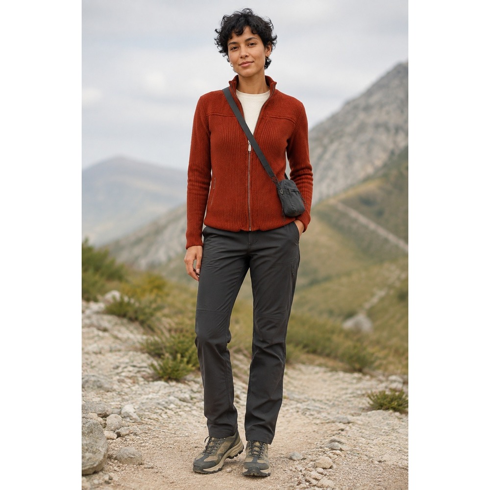 Gorpcore Minimalist Fieldgear Burnt Orange 100% Wool FullZip Ribbed M Sweater